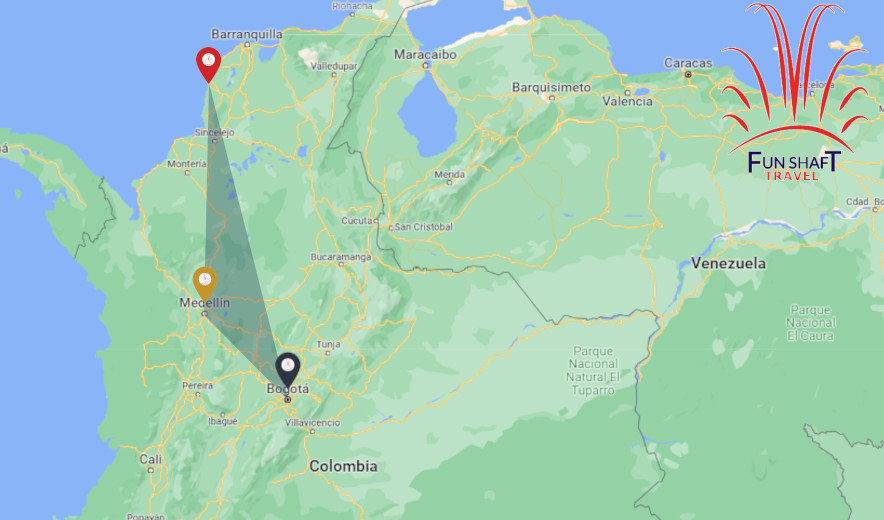 Mapa Tour Colombia - Bogota, Medellin, Cartagena Funshaft Travel