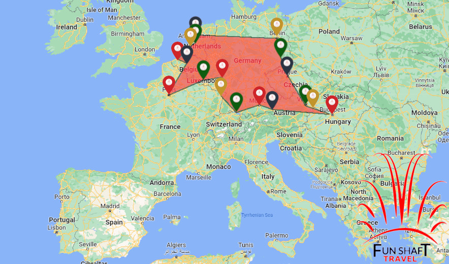 Mapa Tour Bellezas de Europa Funshaft Travel