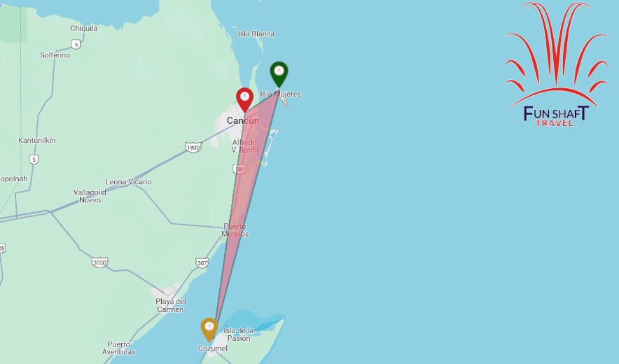Mapa Tour Cancun - Isla Mujeres - Cozumel. Funshaft Travel