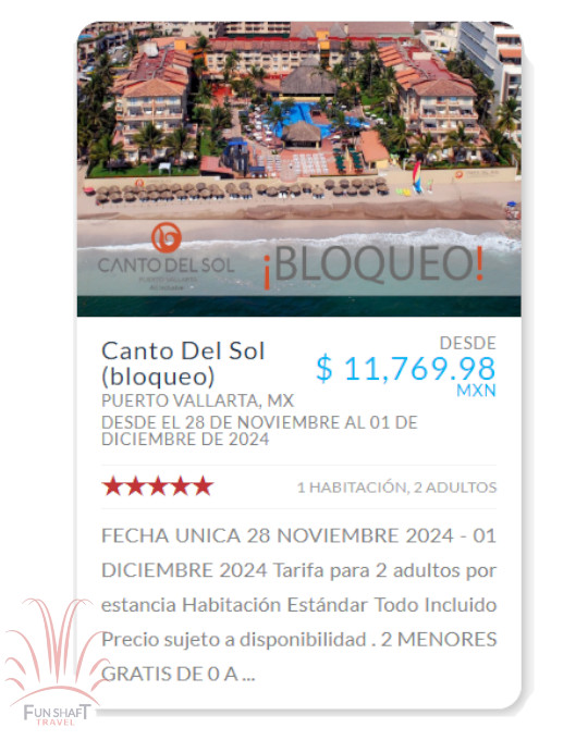 Imagen de proximo Viaje - Promocion Hotel Canto Del Sol Puerto Vallarta del 28 de Noviembre al 01 de Diciembre de 2024