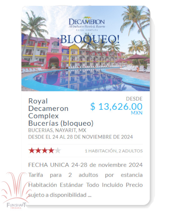 Imagen de proximo Viaje - Promocion Hotel Royal Decameron Complex Bucerías Bucerias Nayarit Desde el 24 al 28 de Noviembre de 2024